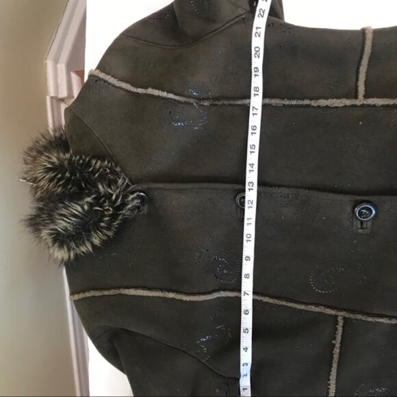 PIZAZZ  Vintage Y2K Faux Fur Shearling Hood Paisley Coat Jacket Cozy Fur Lined L - Picture 7 of 16